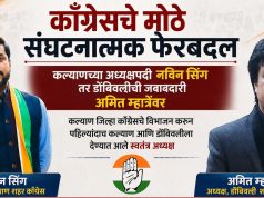 काँग्रेसचे मोठे संघटनात्मक फेरबदल; कल्याणच्या अध्यक्षपदी नविन सिंग तर डोंबिवलीची जबाबदारी अमित म्हात्रेंवर
