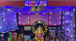 चरखा ते AI : कल्याणातील शेलार कुटुंबियांनी गणेशोत्सवात साकारला देशाच्या चार पिढ्यांचा प्रेरणादायी प्रवास